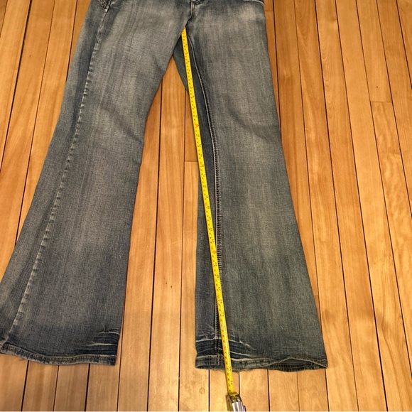 vtg Y2K Foxy Jeans Flaired Leg acid washed size 9 whiskers butons boho style - Picture 7 of 9